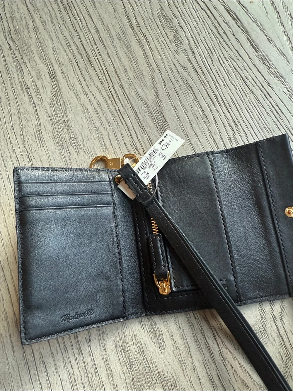Madewell Black Leather Wristlet Card Holder